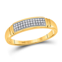 Load image into Gallery viewer, 10kt Yellow Gold His Hers Round Diamond Cluster Matching Wedding Set 1/3 Cttw
