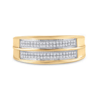 Load image into Gallery viewer, Yellow-tone Sterling Silver Mens Round Diamond Wedding Band Ring 1/4 Cttw

