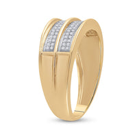 Load image into Gallery viewer, Yellow-tone Sterling Silver Mens Round Diamond Wedding Band Ring 1/4 Cttw

