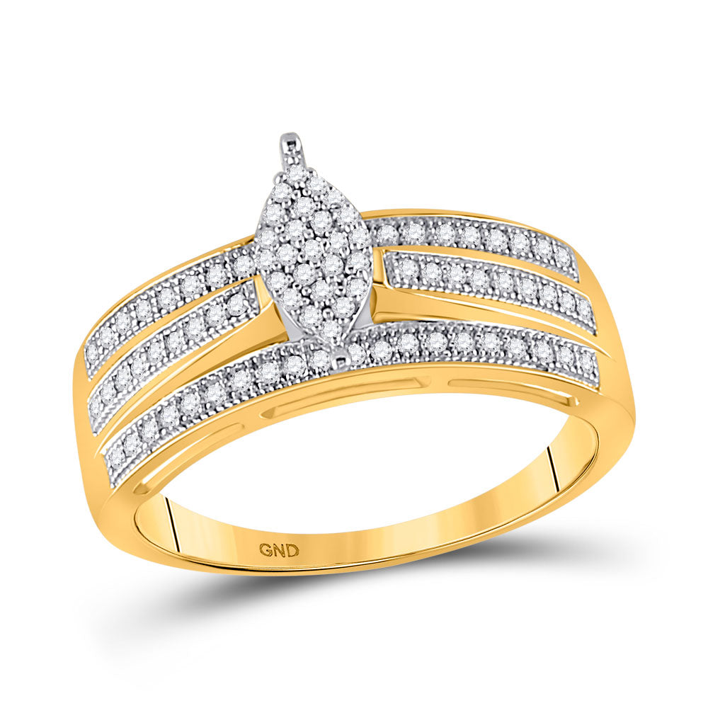 10kt Yellow Gold Round Diamond Cluster Bridal Wedding Engagement Ring 1/4 Cttw