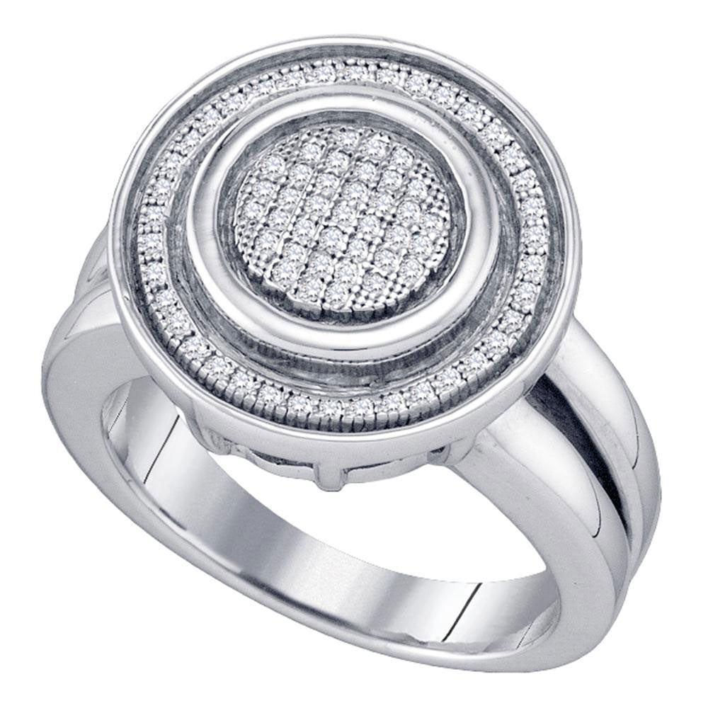 Sterling Silver Womens Round Diamond Circle Cluster Ring 1/4 Cttw