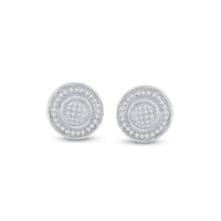 Load image into Gallery viewer, Sterling Silver Mens Round Diamond Circle Disk Stud Earrings 1/5 Cttw
