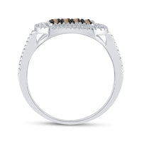 Load image into Gallery viewer, Sterling Silver Womens Round Brown Diamond Square Cluster Ring 1/5 Cttw
