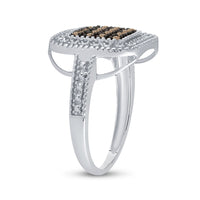 Load image into Gallery viewer, Sterling Silver Womens Round Brown Diamond Square Cluster Ring 1/5 Cttw
