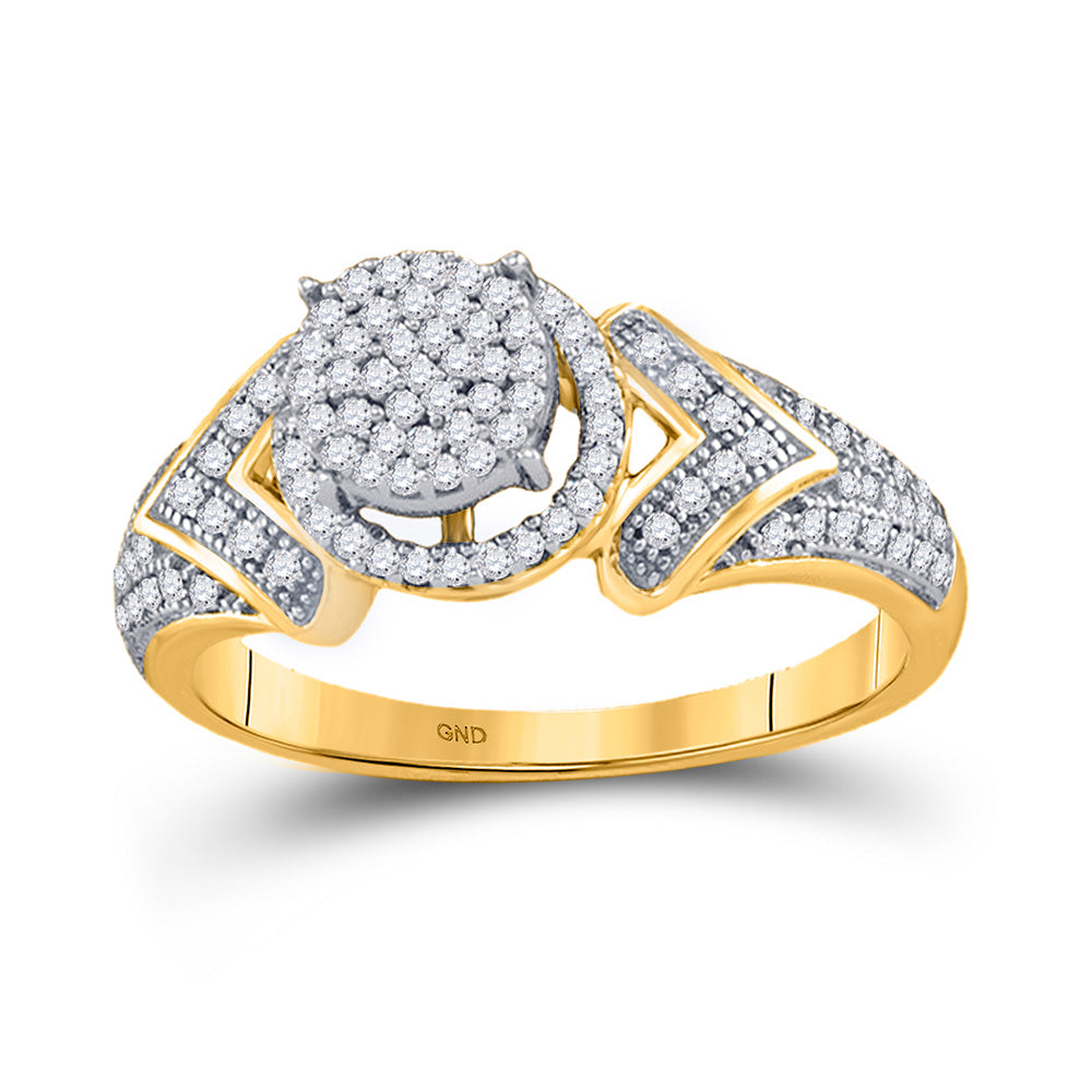 10kt Yellow Gold Womens Round Diamond Cluster Ring 1/3 Cttw