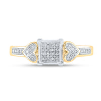 Load image into Gallery viewer, 10kt Yellow Gold Womens Round Diamond Heart Cluster Ring 1/10 Cttw
