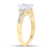 Load image into Gallery viewer, 10kt Yellow Gold Womens Round Diamond Heart Cluster Ring 1/10 Cttw
