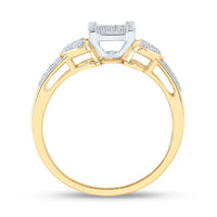 Load image into Gallery viewer, 10kt Yellow Gold Womens Round Diamond Heart Cluster Ring 1/10 Cttw
