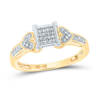 Load image into Gallery viewer, 10kt Yellow Gold Womens Round Diamond Heart Cluster Ring 1/10 Cttw
