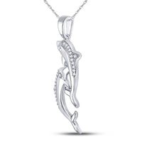 Load image into Gallery viewer, 10kt White Gold Womens Round Diamond Dolphin Nautical Animal Pendant 1/12 Cttw
