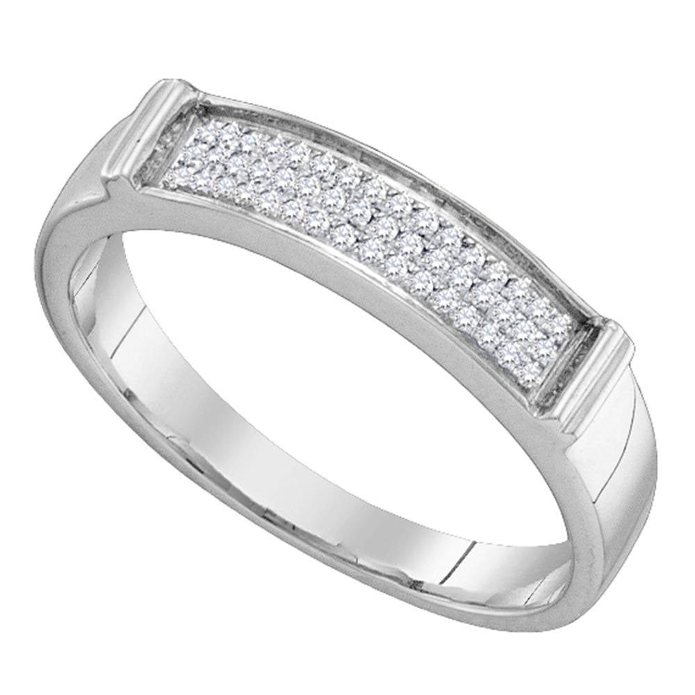 10kt White Gold Womens Round Diamond Band Ring 1/10 Cttw