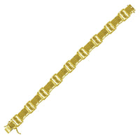 Load image into Gallery viewer, 10kt Yellow Gold Mens Round Yellow Color Enhanced Diamond Link Bracelet 2-3/8 Cttw
