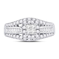 Load image into Gallery viewer, 14kt White Gold Princess Diamond Cluster Bridal Wedding Engagement Ring 1 Cttw
