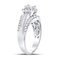 Load image into Gallery viewer, 14kt White Gold Princess Diamond Cluster Bridal Wedding Engagement Ring 1 Cttw
