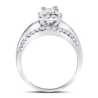 Load image into Gallery viewer, 14kt White Gold Princess Diamond Cluster Bridal Wedding Engagement Ring 1 Cttw

