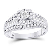 Load image into Gallery viewer, 14kt White Gold Princess Diamond Cluster Bridal Wedding Engagement Ring 1 Cttw
