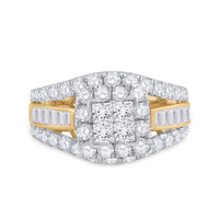 Load image into Gallery viewer, 14kt Yellow Gold Princess Diamond Cluster Bridal Wedding Engagement Ring 2 Cttw
