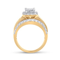 Load image into Gallery viewer, 14kt Yellow Gold Princess Diamond Cluster Bridal Wedding Engagement Ring 2 Cttw
