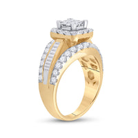 Load image into Gallery viewer, 14kt Yellow Gold Princess Diamond Cluster Bridal Wedding Engagement Ring 2 Cttw
