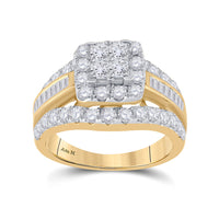 Load image into Gallery viewer, 14kt Yellow Gold Princess Diamond Cluster Bridal Wedding Engagement Ring 2 Cttw
