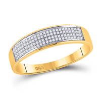 Load image into Gallery viewer, 10kt Yellow Gold His Hers Round Diamond Cluster Matching Wedding Set 1/2 Cttw
