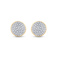 Load image into Gallery viewer, 10kt Yellow Gold Mens Round Diamond Cluster Earrings 1/5 Cttw
