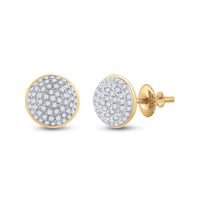 Load image into Gallery viewer, 10kt Yellow Gold Mens Round Diamond Cluster Earrings 1/5 Cttw
