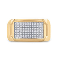 Load image into Gallery viewer, 10kt Yellow Gold Mens Round Diamond Rectangle Cluster Ring 1/3 Cttw
