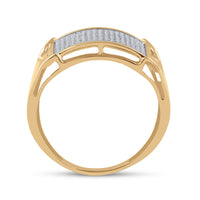 Load image into Gallery viewer, 10kt Yellow Gold Mens Round Diamond Rectangle Cluster Ring 1/3 Cttw
