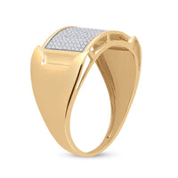 Load image into Gallery viewer, 10kt Yellow Gold Mens Round Diamond Rectangle Cluster Ring 1/3 Cttw
