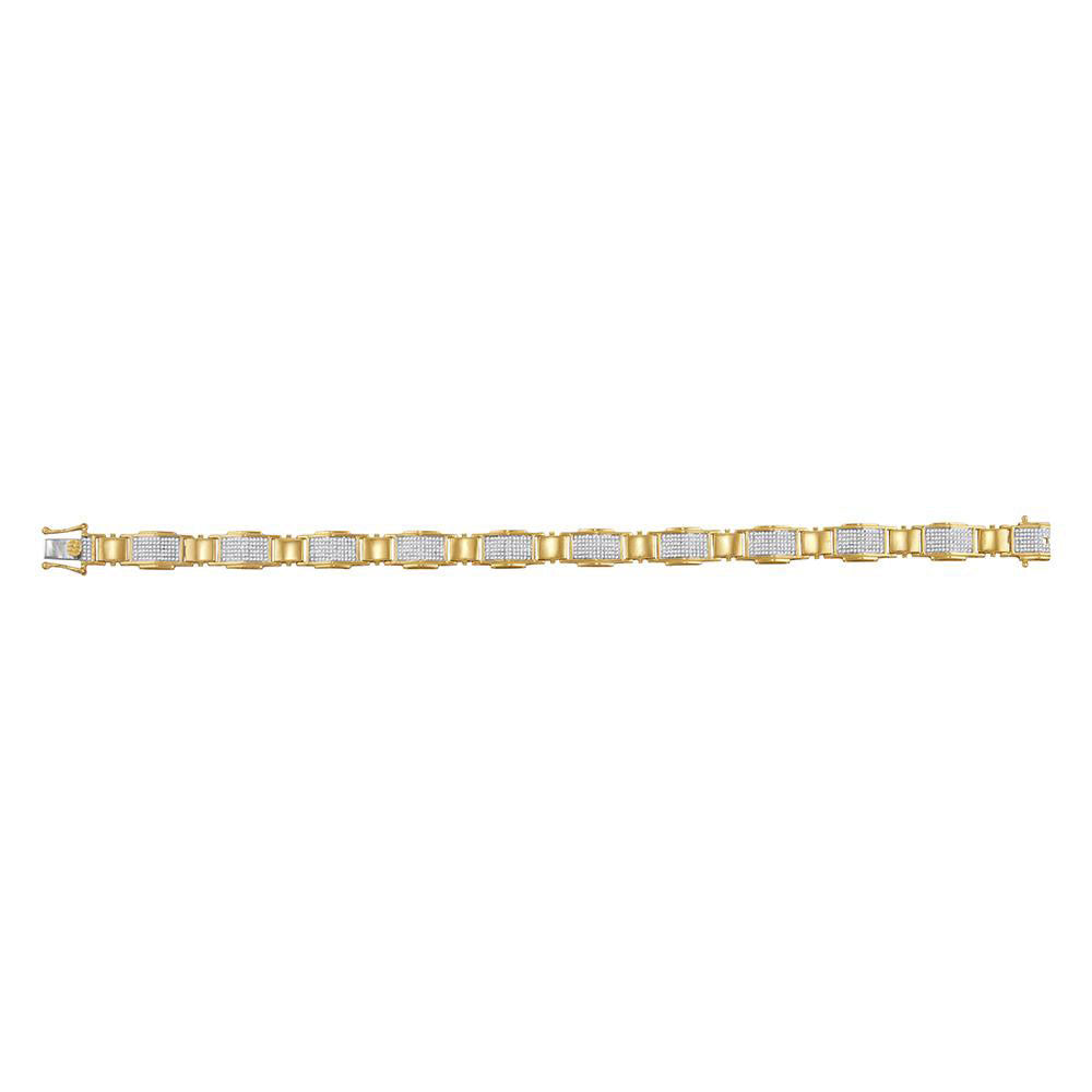 10kt Yellow Gold Mens Round Diamond Link Bracelet 1-1/2 Cttw