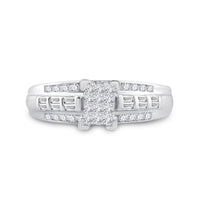 Load image into Gallery viewer, Sterling Silver Princess Diamond Cluster Bridal Wedding Engagement Ring 1/2 Cttw
