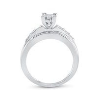 Load image into Gallery viewer, Sterling Silver Princess Diamond Cluster Bridal Wedding Engagement Ring 1/2 Cttw
