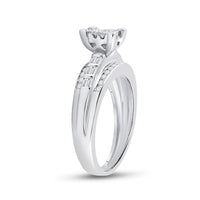 Load image into Gallery viewer, Sterling Silver Princess Diamond Cluster Bridal Wedding Engagement Ring 1/2 Cttw
