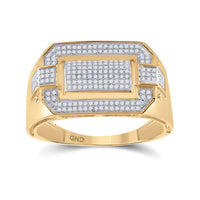 Load image into Gallery viewer, 10kt Yellow Gold Mens Round Diamond Fashion Ring 1/3 Cttw
