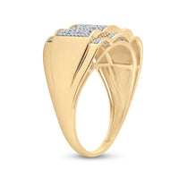 Load image into Gallery viewer, 10kt Yellow Gold Mens Round Diamond Fashion Ring 1/3 Cttw

