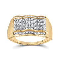 Load image into Gallery viewer, 10kt Yellow Gold Mens Round Diamond Fashion Ring 1/3 Cttw
