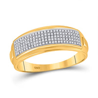 Load image into Gallery viewer, 10kt Yellow Gold His Hers Round Diamond Cluster Matching Wedding Set 3/4 Cttw
