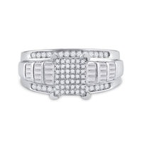 Load image into Gallery viewer, Sterling Silver Round Diamond Cluster Bridal Wedding Engagement Ring 5/8 Cttw
