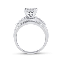 Load image into Gallery viewer, Sterling Silver Round Diamond Cluster Bridal Wedding Engagement Ring 5/8 Cttw
