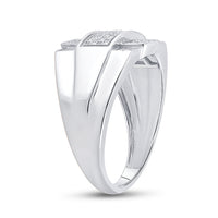 Load image into Gallery viewer, Sterling Silver Mens Round Diamond Cross Fashion Ring 1/6 Cttw
