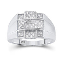 Load image into Gallery viewer, Sterling Silver Mens Round Diamond Cross Fashion Ring 1/6 Cttw
