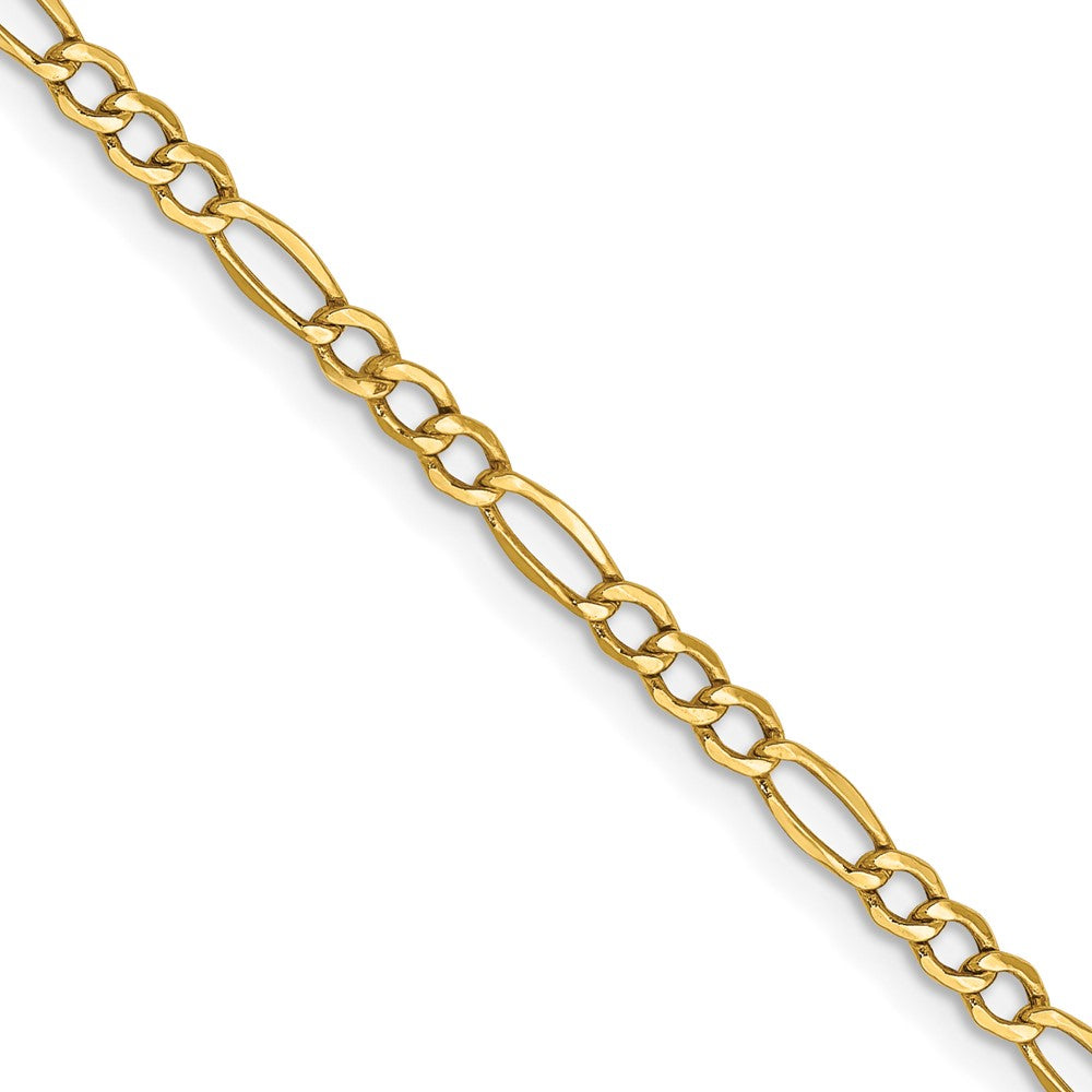 14k 2.5mm Semi-Solid Figaro Chain