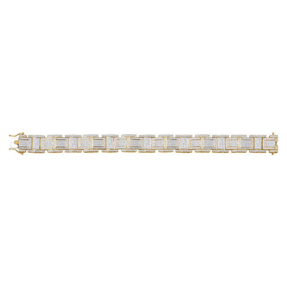 10kt Yellow Gold Mens Round Diamond Link Bracelet 3-1/2 Cttw