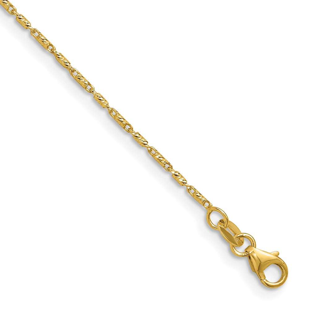 14K 1.00mm Polished and Diamond Cut Fancy Link Chain