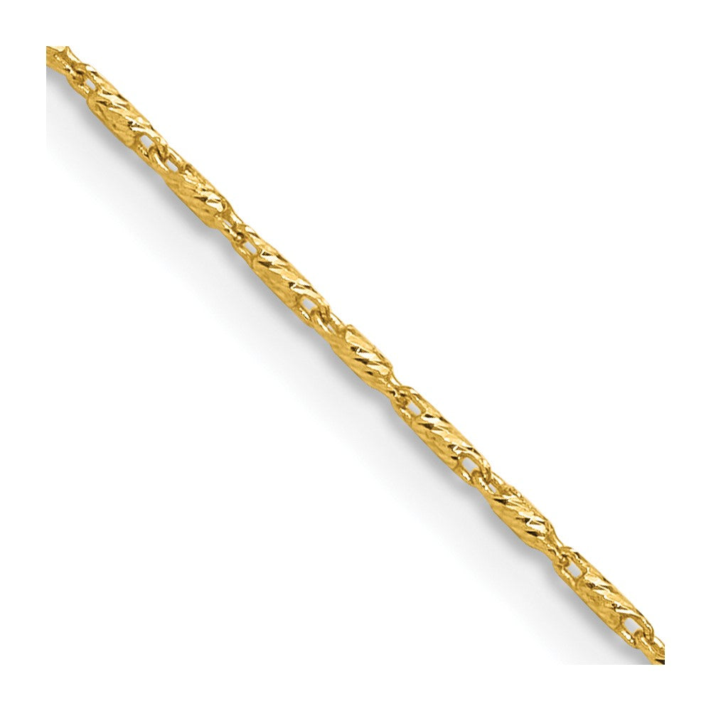 14K 1.00mm Polished and Diamond Cut Fancy Link Chain