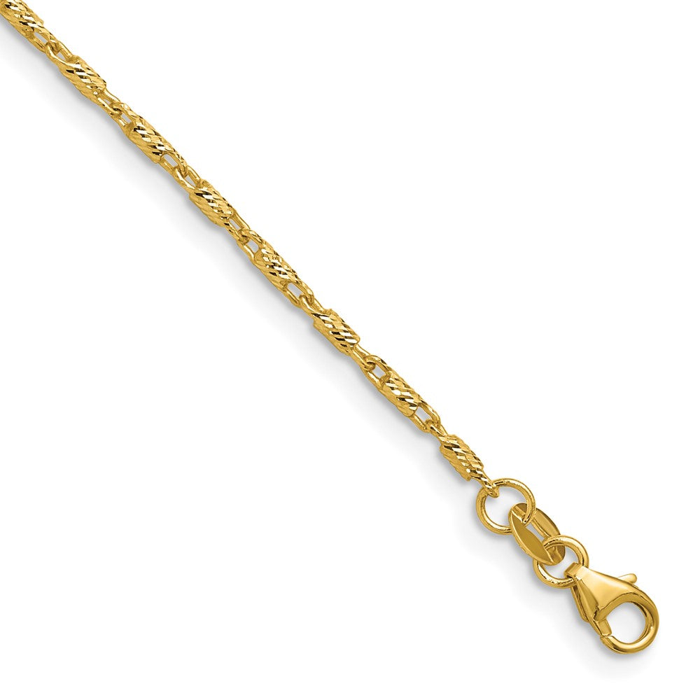 14K 1.50mm Polished and Diamond Cut Fancy Link Chain