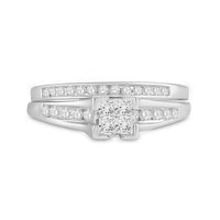 Load image into Gallery viewer, 10kt White Gold Princess Diamond Bridal Wedding Ring Band Set 1/2 Cttw

