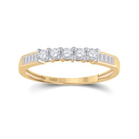Load image into Gallery viewer, 14kt Yellow Gold Womens Round Diamond Wedding 5-Stone Anniversary Band 1/3 Cttw

