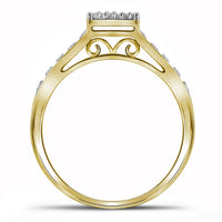 Load image into Gallery viewer, 10kt Yellow Gold Round Diamond Square Bridal Wedding Ring Band Set 1/4 Cttw
